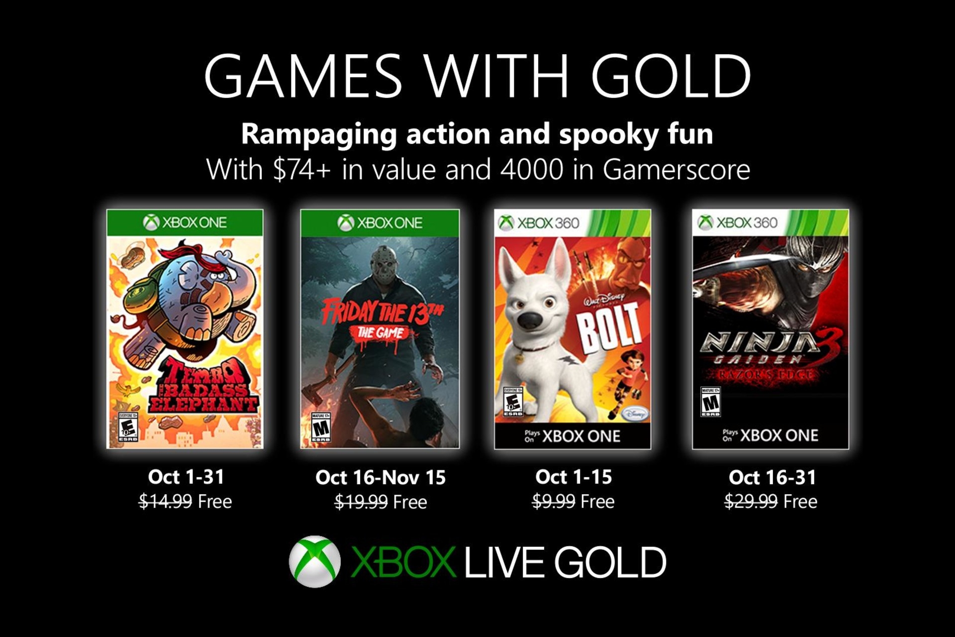 Новость Раскрыт октябрьский список игр в Xbox Live Gold