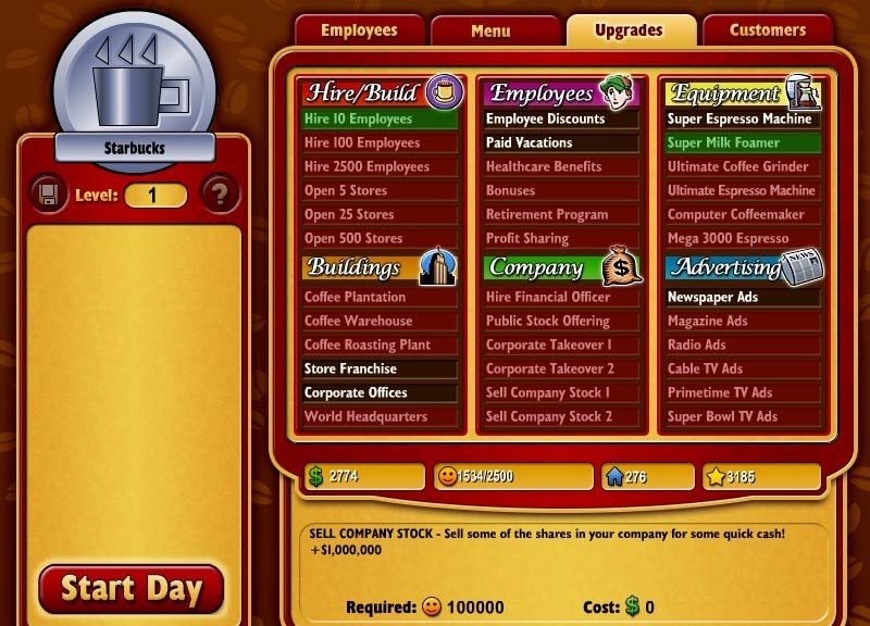 Скриншот из игры Coffee Tycoon под номером 9