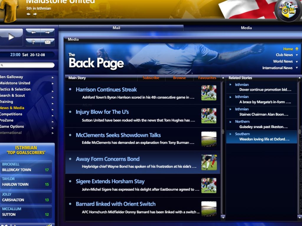 Скриншот из игры Championship Manager 2010 под номером 18