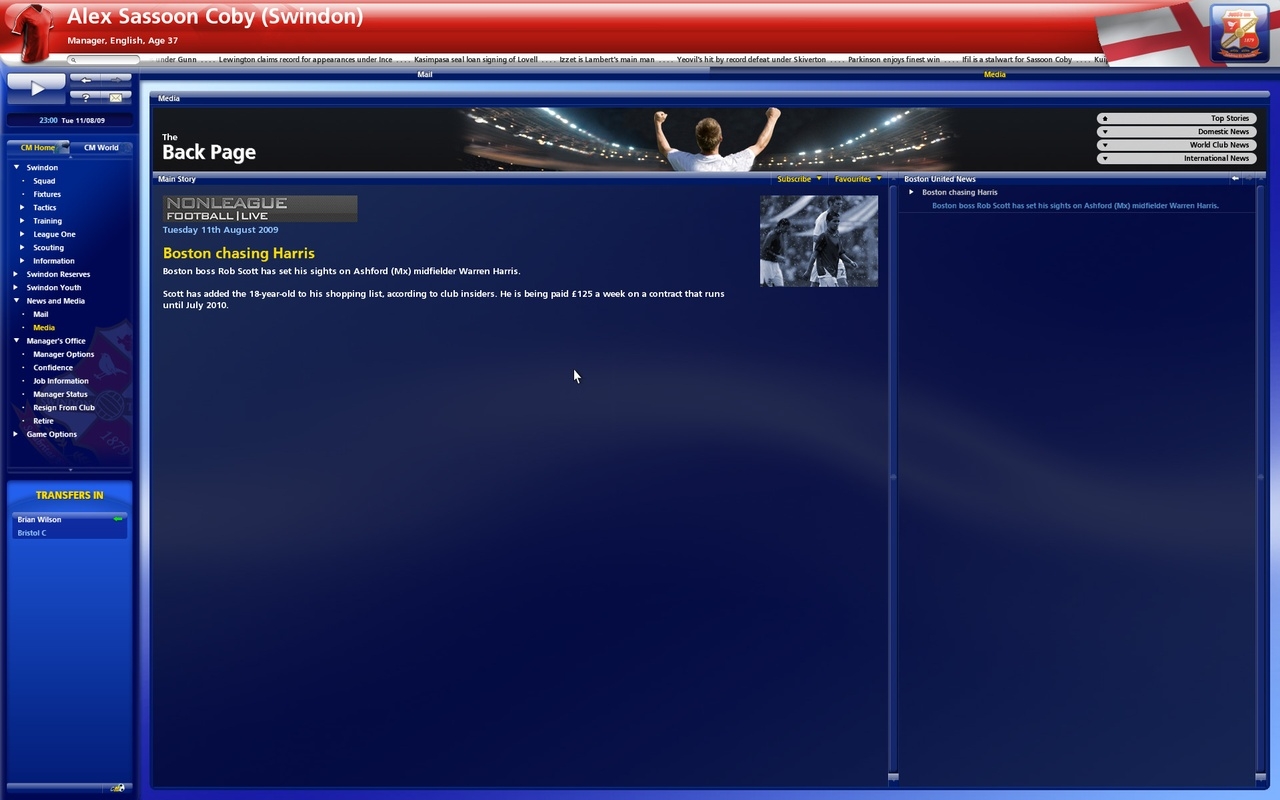 Скриншот из игры Championship Manager 2010 под номером 5