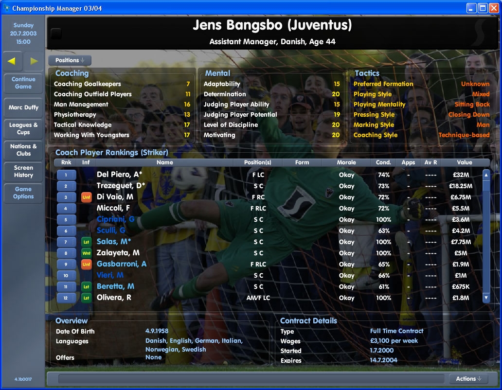 Скриншот из игры Championship Manager Season 03/04 под номером 2