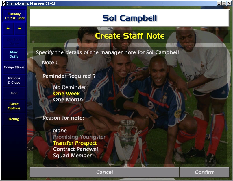 Скриншот из игры Championship Manager Season 01/02 под номером 4