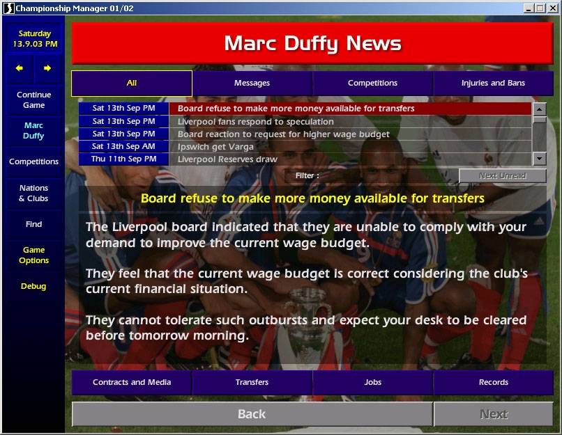 Скриншот из игры Championship Manager Season 01/02 под номером 5