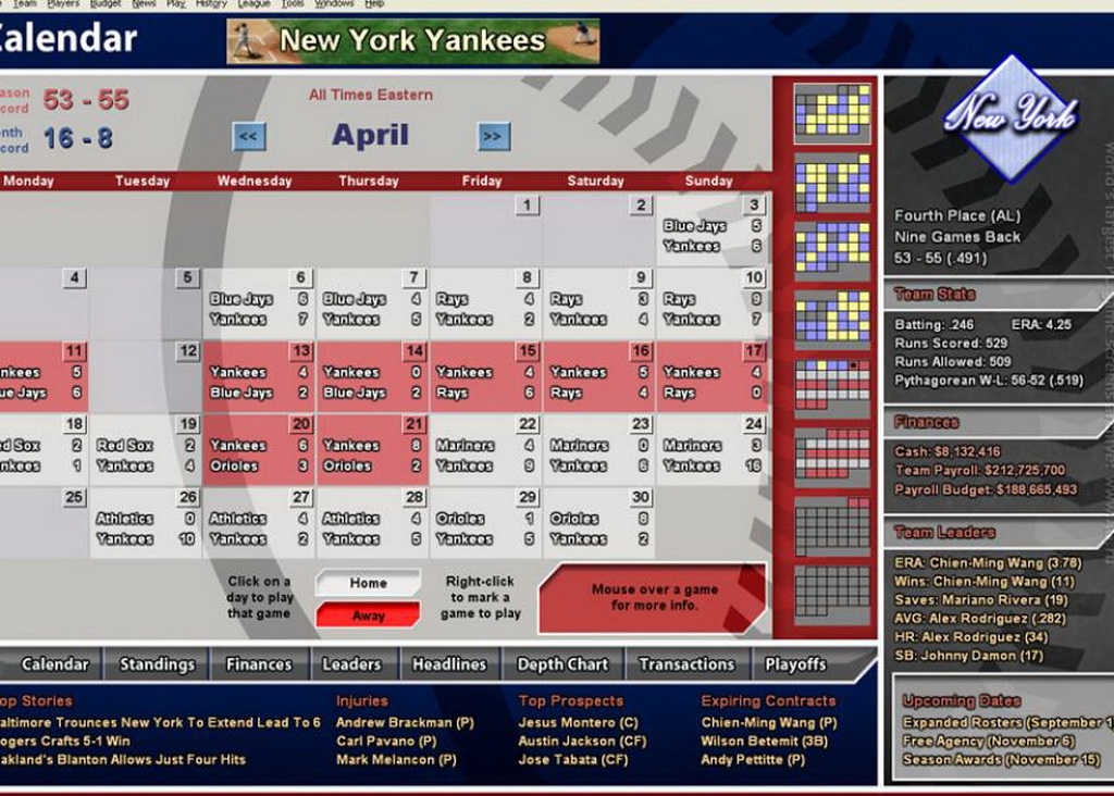 Скриншот из игры Baseball Mogul 2009 под номером 3