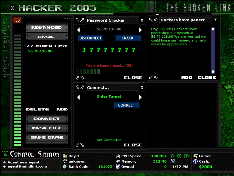 Скриншот из игры Mindlink Hacker 2005: The Broken Link под номером 2
