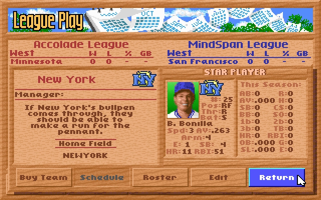 Скриншот из игры Hardball 3 под номером 1