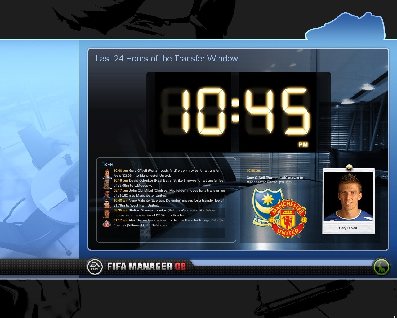 Скриншот из игры FIFA Manager 08 под номером 3