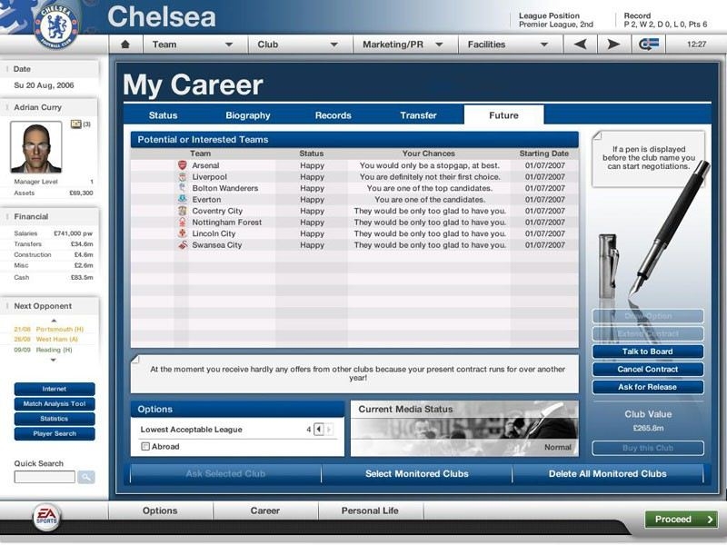 Скриншот из игры FIFA Manager 07 под номером 35