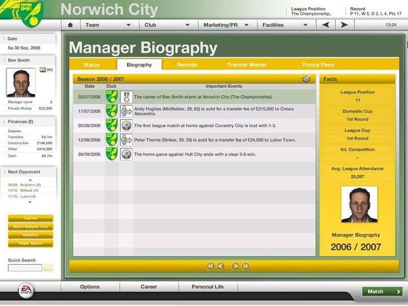 Скриншот из игры FIFA Manager 07 под номером 44