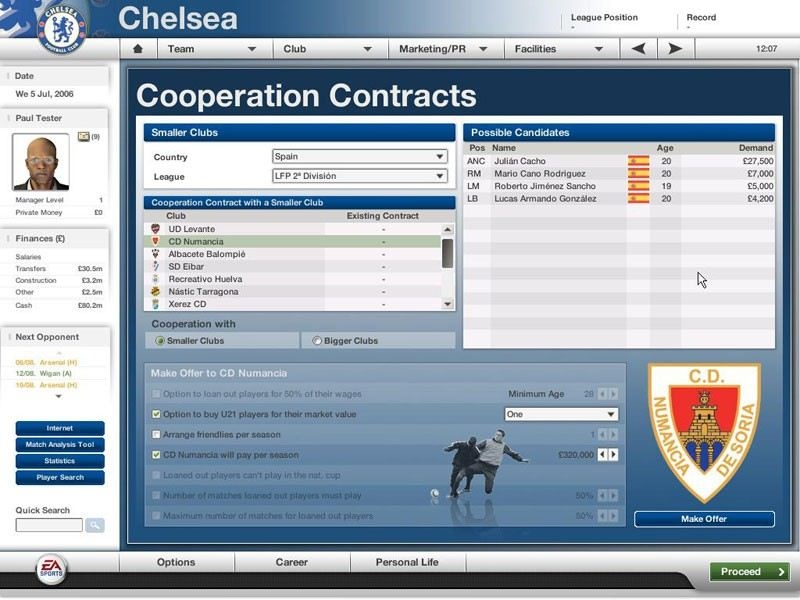 Скриншот из игры FIFA Manager 07 под номером 45