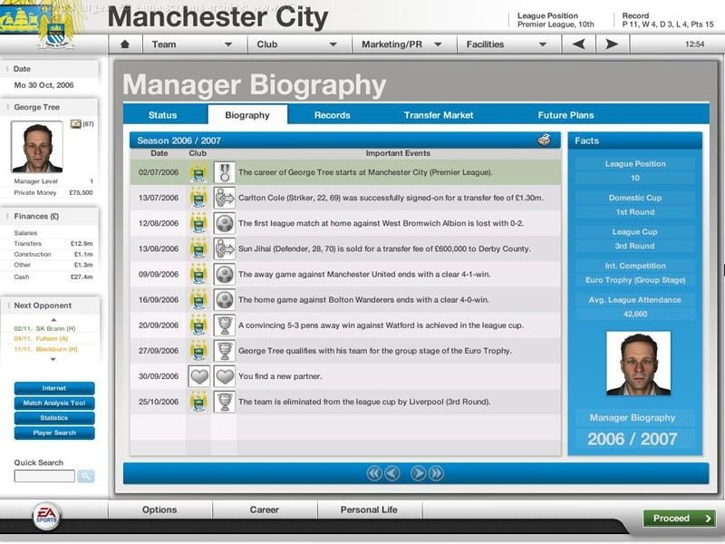 Скриншот из игры FIFA Manager 07 под номером 7