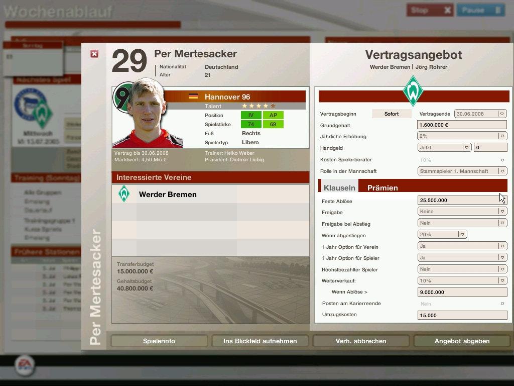 Скриншот из игры FIFA Manager 06 под номером 14
