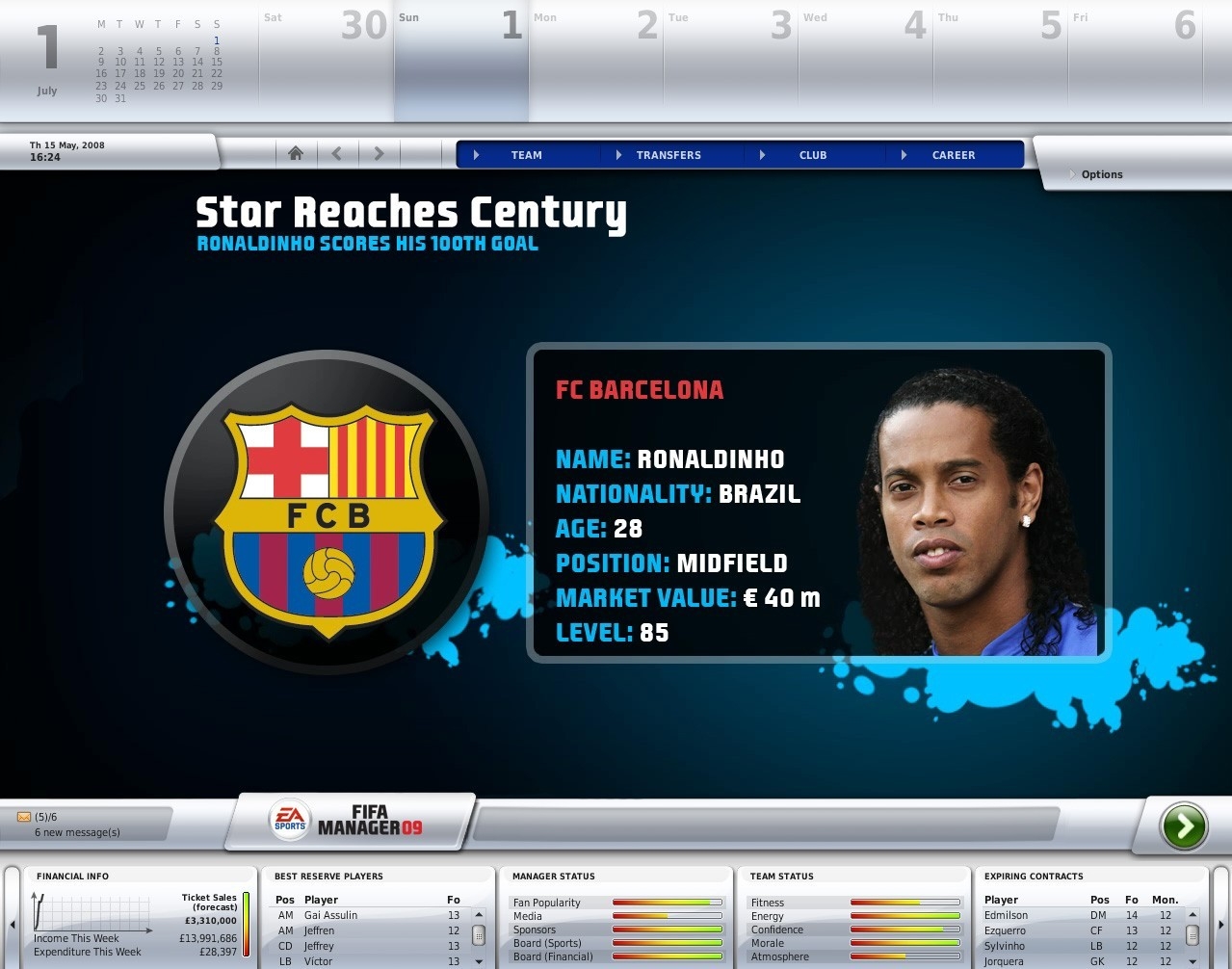 Скриншот из игры FIFA Manager 09 под номером 3