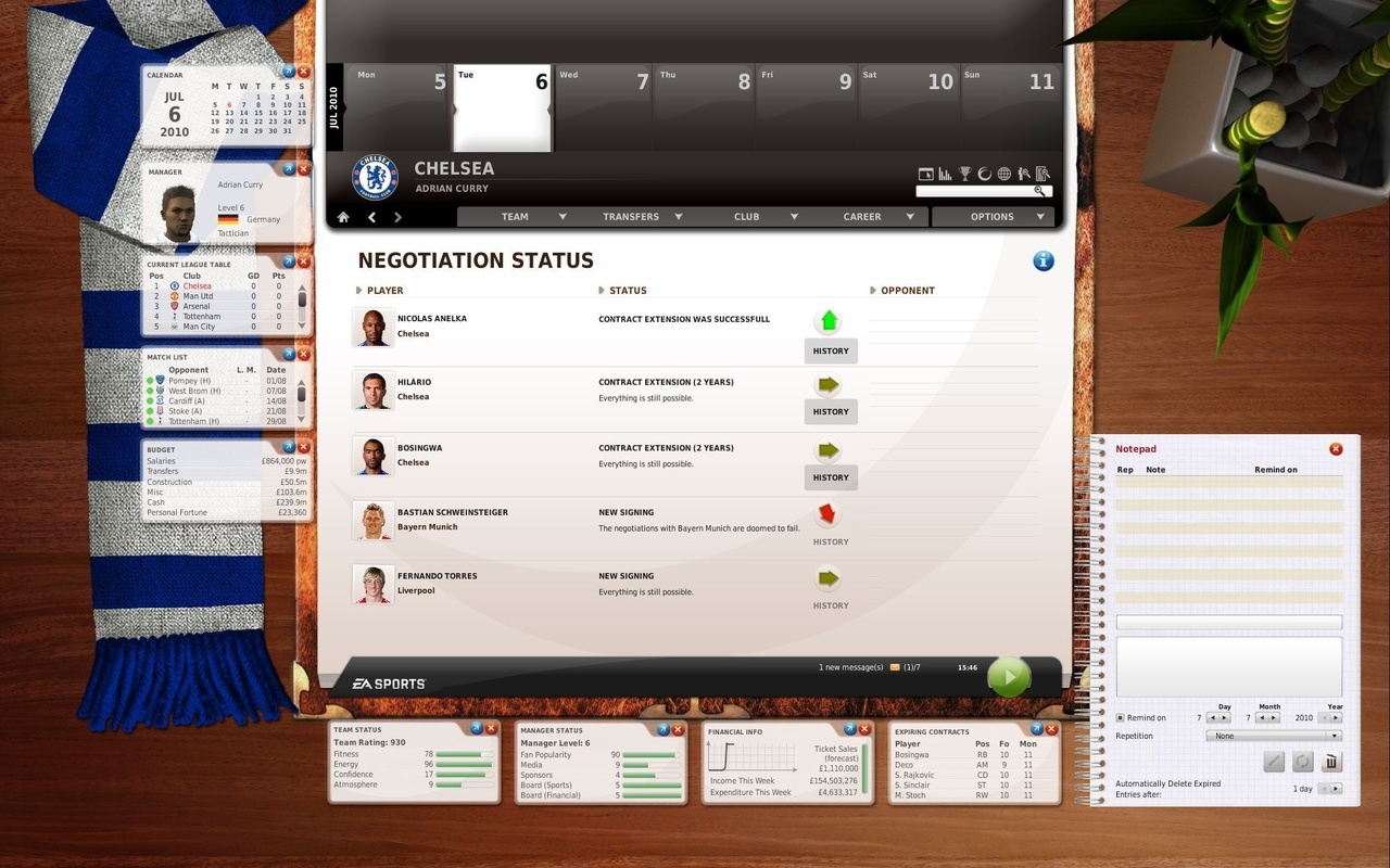 Скриншот из игры Fifa Manager 11 под номером 2