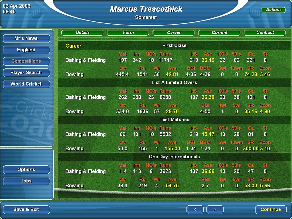Скриншот из игры Marcus Trescothick