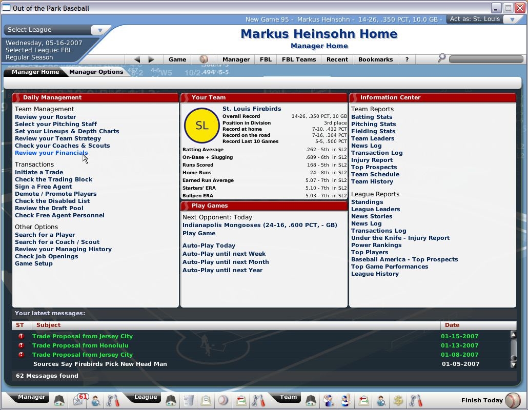 Скриншот из игры Out of the Park Baseball 2007 под номером 4