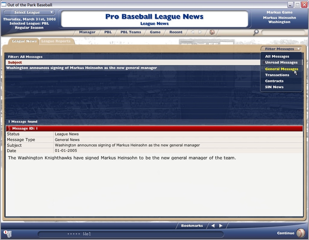 Скриншот из игры Out of the Park Baseball 2006 под номером 1