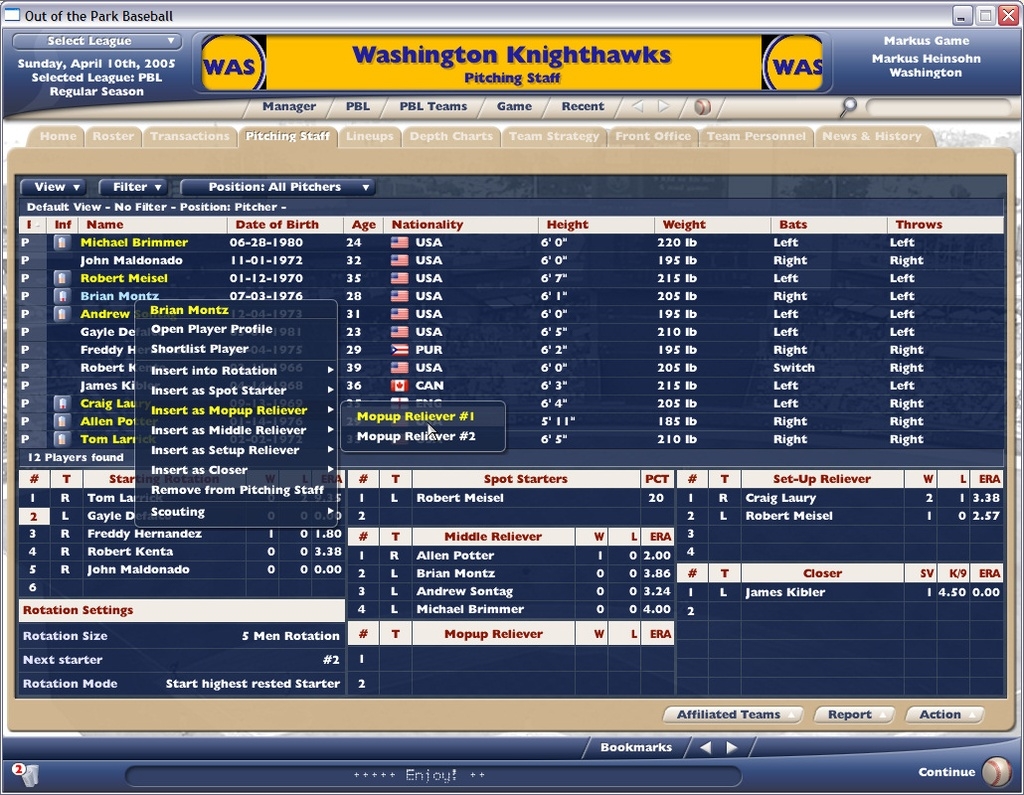 Скриншот из игры Out of the Park Baseball 2006 под номером 9