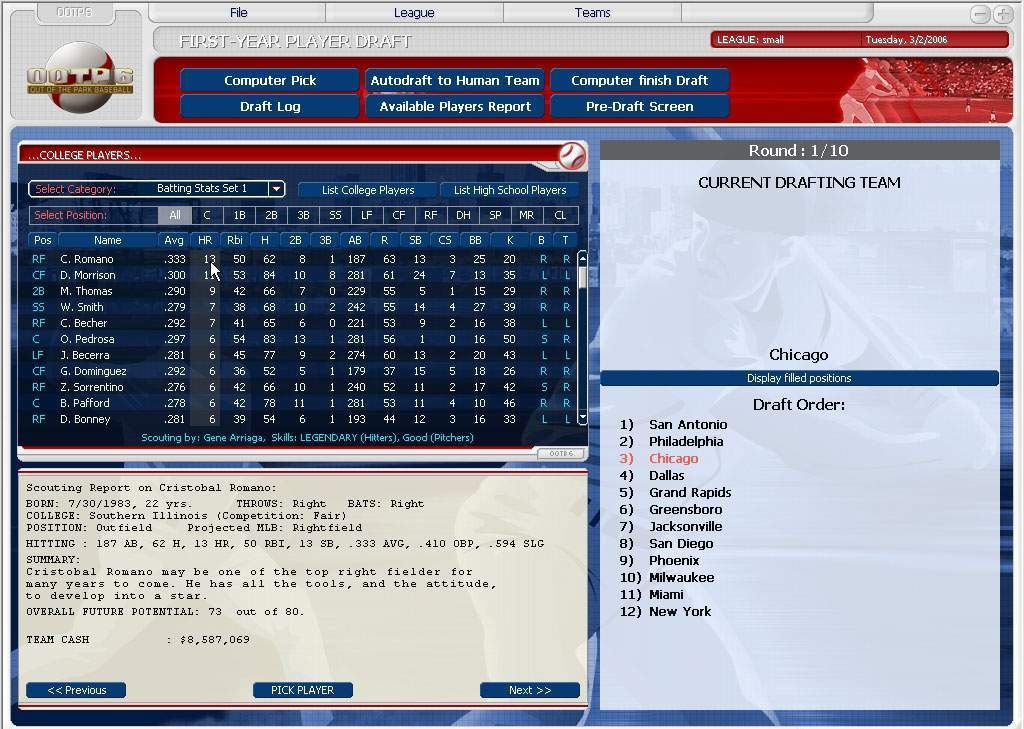 Скриншот из игры Out of the Park Baseball 6 под номером 11