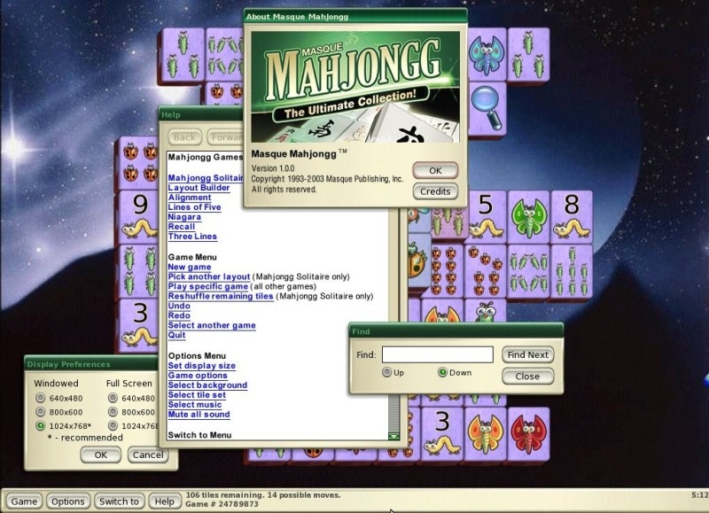 Скриншот из игры Masque Mahjongg под номером 13