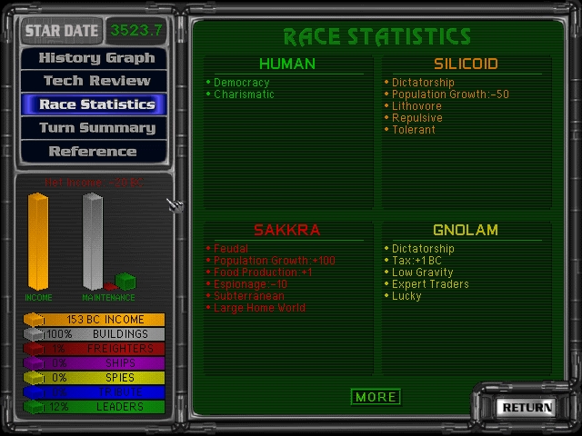 Скриншот из игры Master of Orion 2: Battle at Antares под номером 3