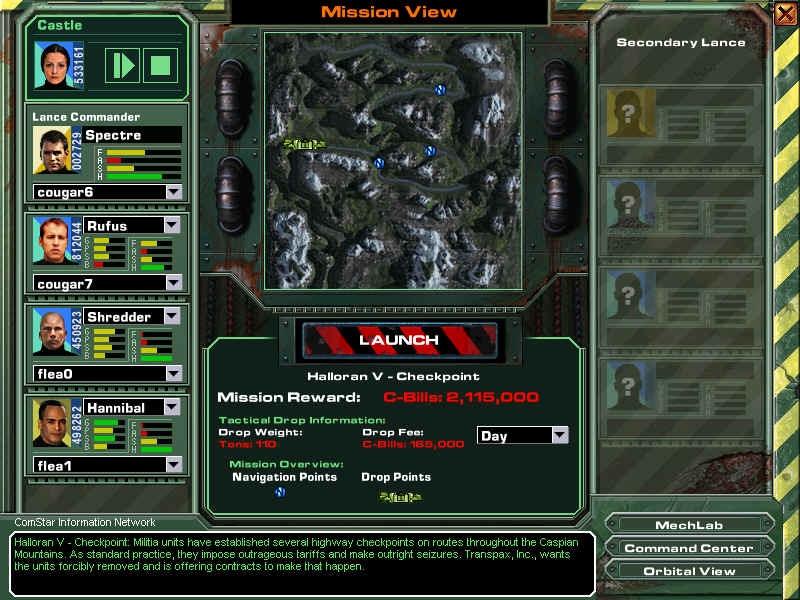 Скриншот из игры MechWarrior 4: Mercenaries под номером 11