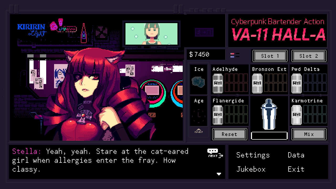 Скриншот из игры VA-11 Hall-A: Cyberpunk Bartender Action под номером 1