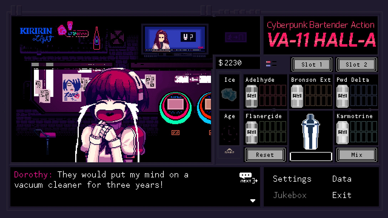 Скриншот из игры VA-11 Hall-A: Cyberpunk Bartender Action под номером 3