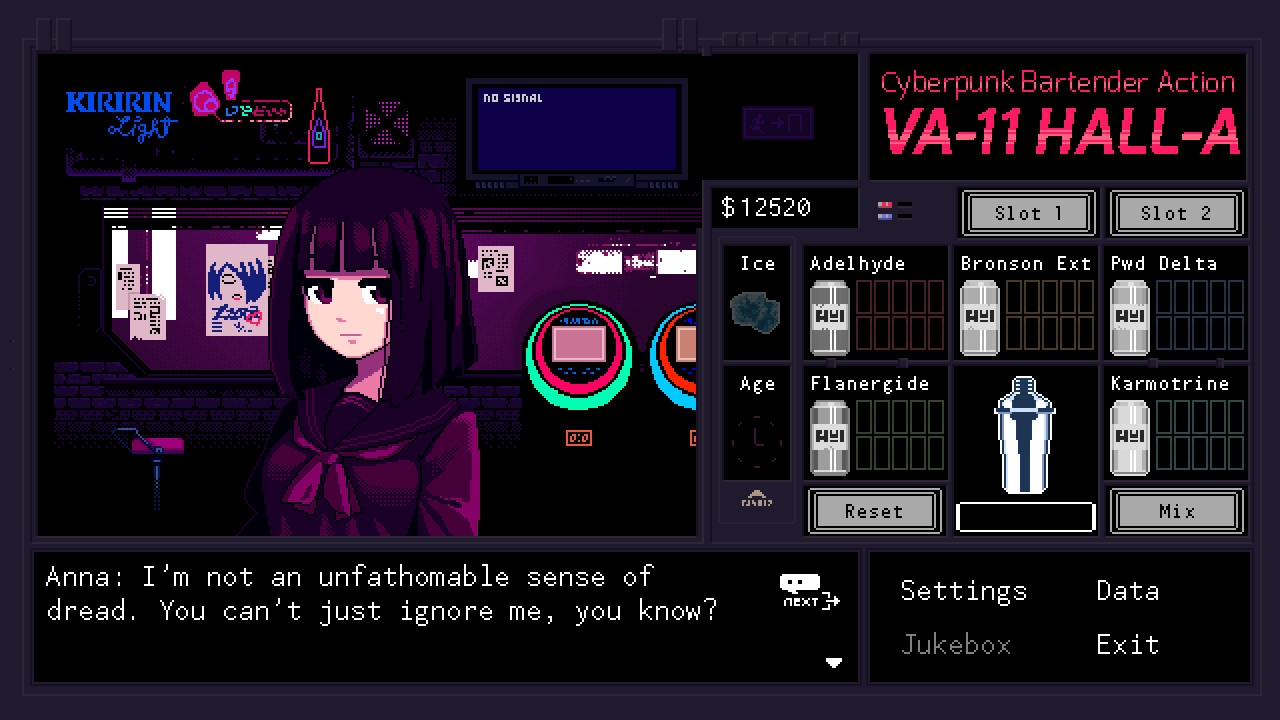 Скриншот из игры VA-11 Hall-A: Cyberpunk Bartender Action под номером 4
