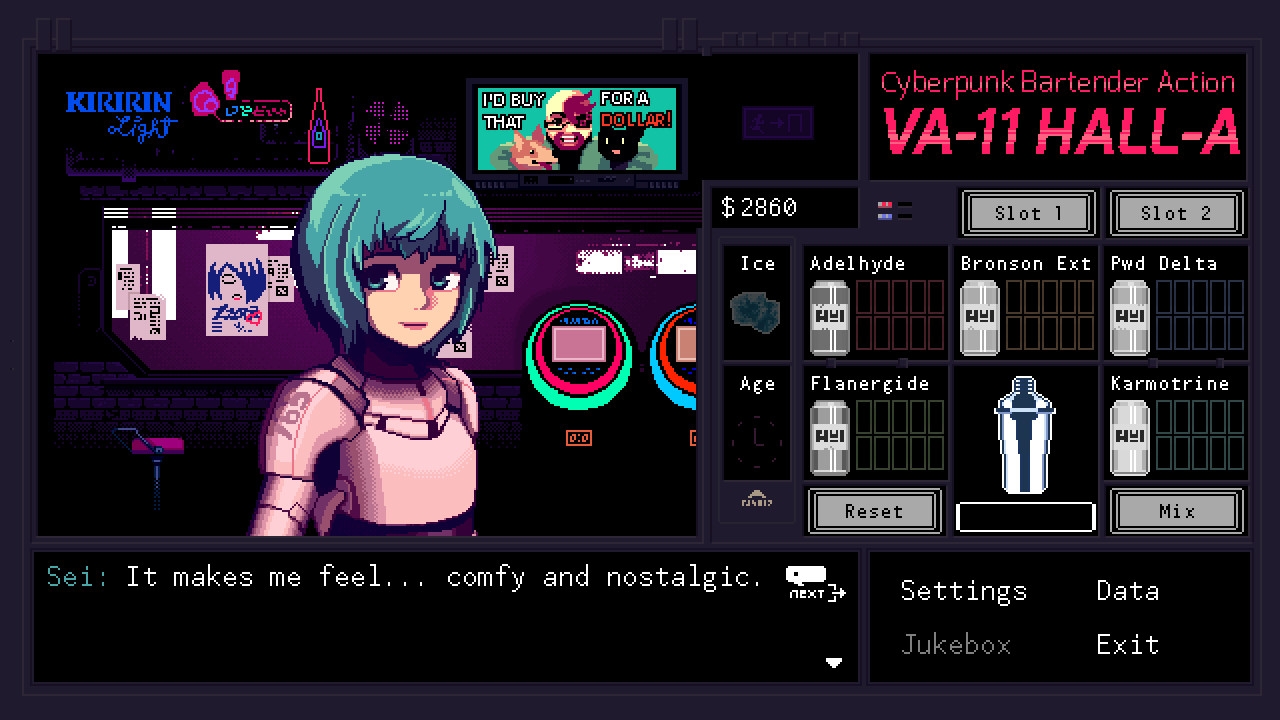 Скриншот из игры VA-11 Hall-A: Cyberpunk Bartender Action под номером 8
