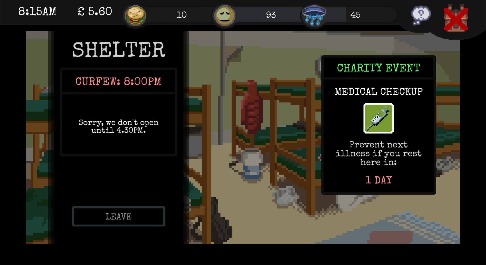 Скриншот из игры CHANGE: A Homeless Survival Experience под номером 1