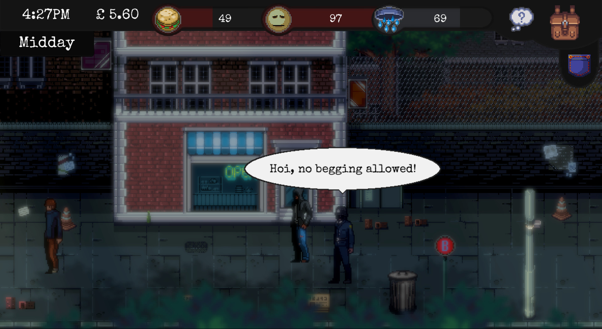 Скриншот из игры CHANGE: A Homeless Survival Experience под номером 7