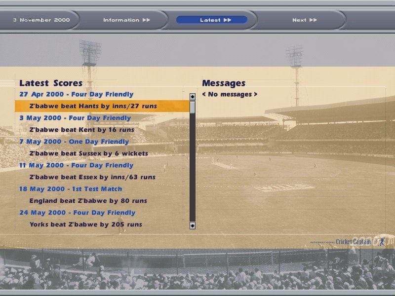 Скриншот из игры International Cricket Captain 2000 под номером 15