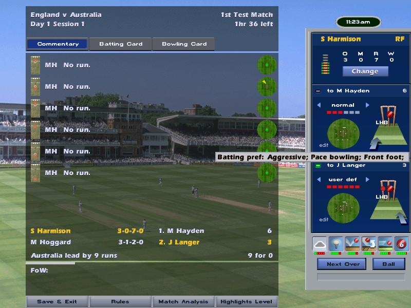 Скриншот из игры International Cricket Captain Ashes Year 2005 под номером 1