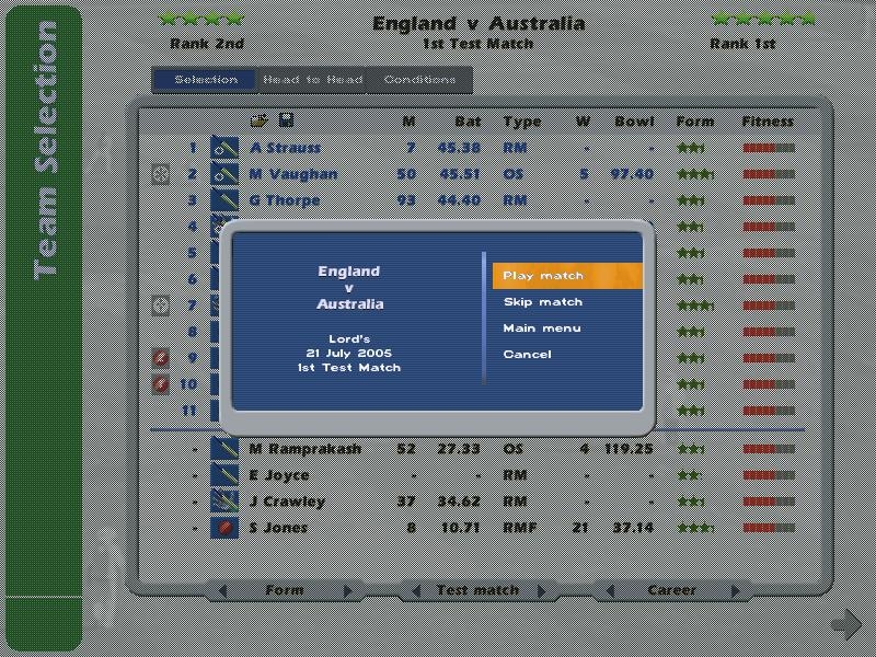 Скриншот из игры International Cricket Captain Ashes Year 2005 под номером 10