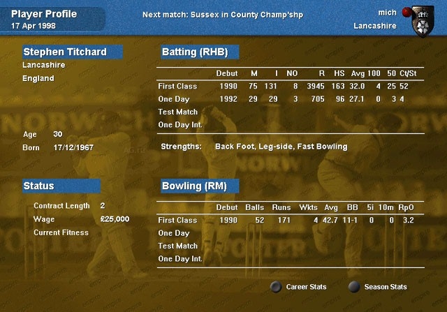 Скриншот из игры International Cricket Captain под номером 7