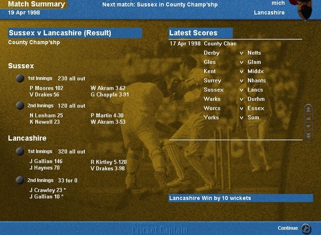 Скриншот из игры International Cricket Captain под номером 9