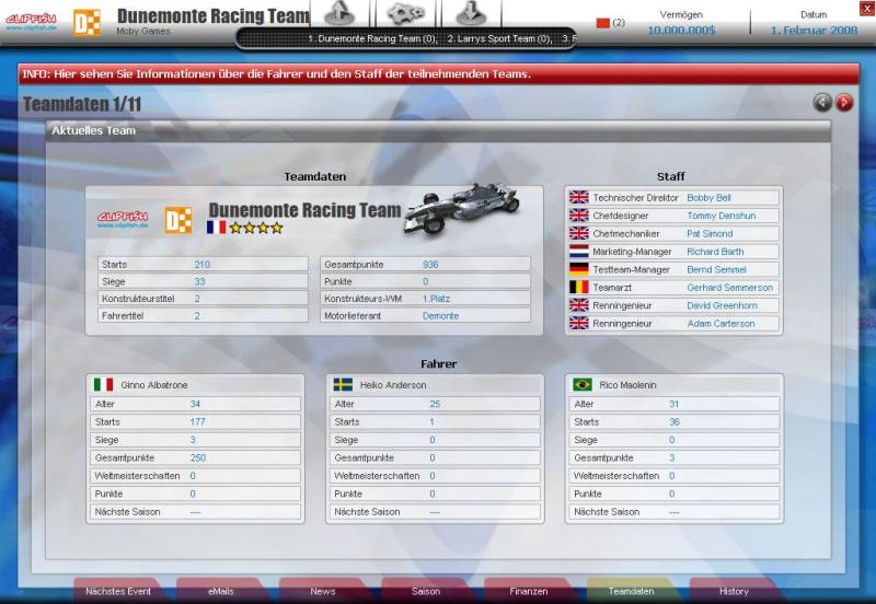Скриншот из игры RTL Racing Team Manager под номером 11