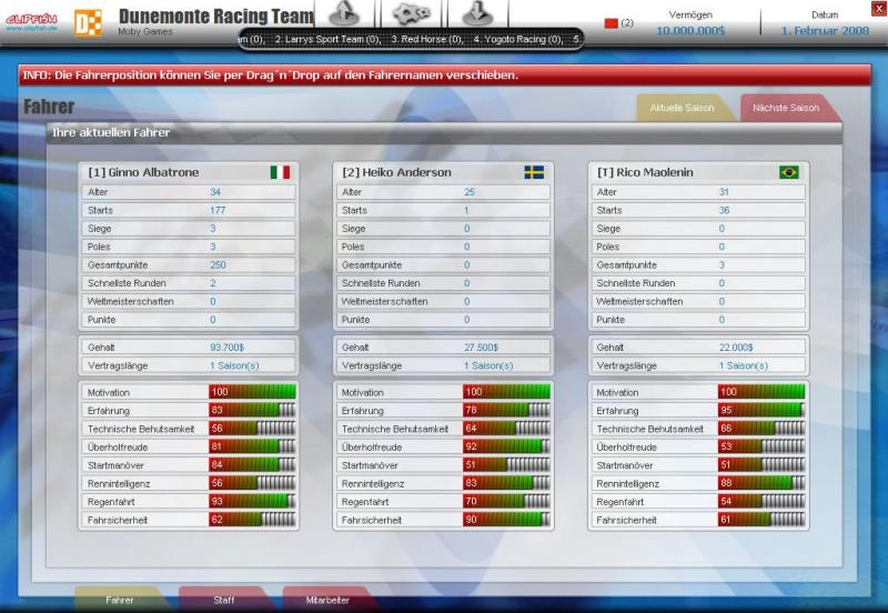 Скриншот из игры RTL Racing Team Manager под номером 12