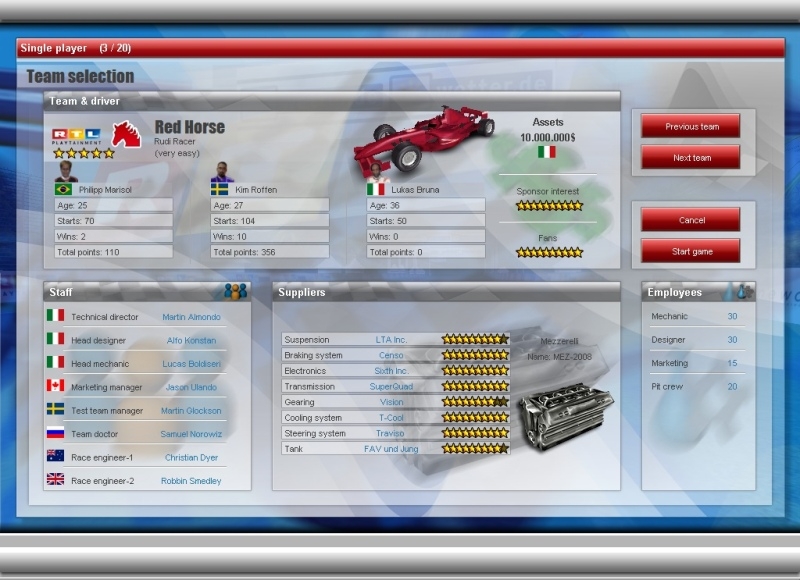 Скриншот из игры RTL Racing Team Manager под номером 2