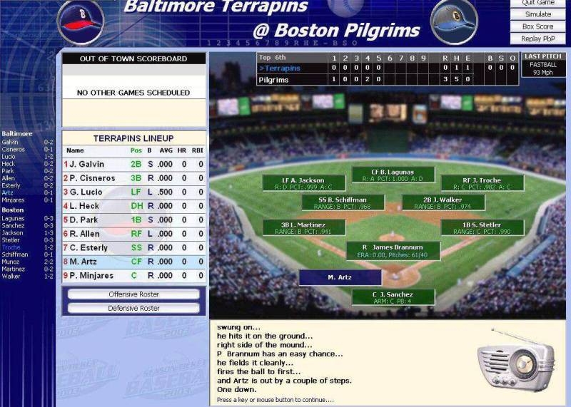 Скриншот из игры Season Ticket Baseball 2003 под номером 14