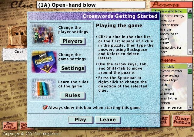 Скриншот из игры Dell Magazines Crossword под номером 1