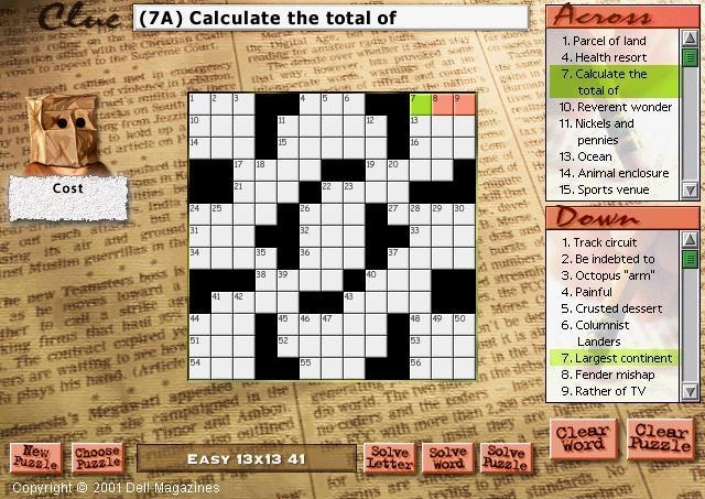 Скриншот из игры Dell Magazines Crossword под номером 3