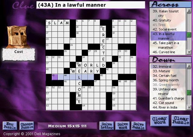 Скриншот из игры Dell Magazines Crossword под номером 7