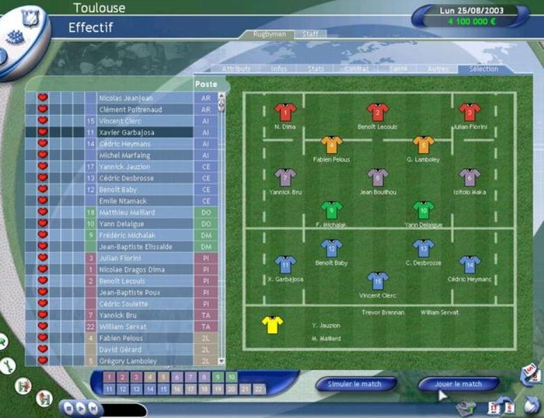 Скриншот из игры Pro Rugby Manager 2004 под номером 10