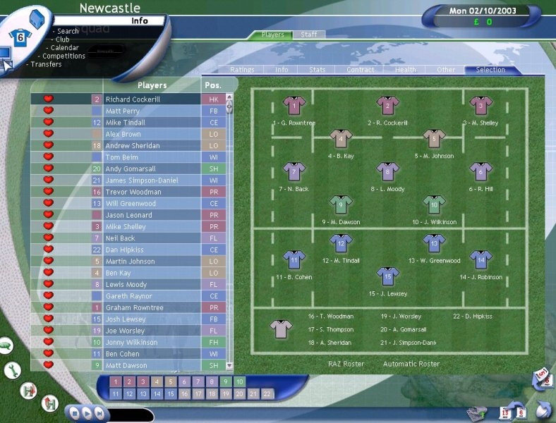 Скриншот из игры Pro Rugby Manager 2004 под номером 19