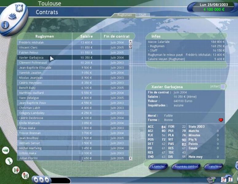 Скриншот из игры Pro Rugby Manager 2004 под номером 6