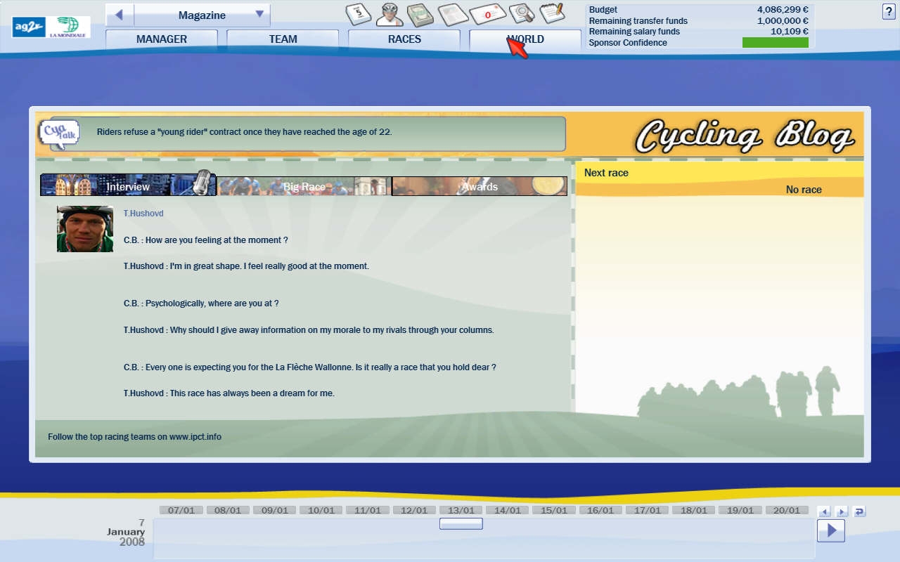 Скриншот из игры Pro Cycling Manager Season 2008 под номером 1