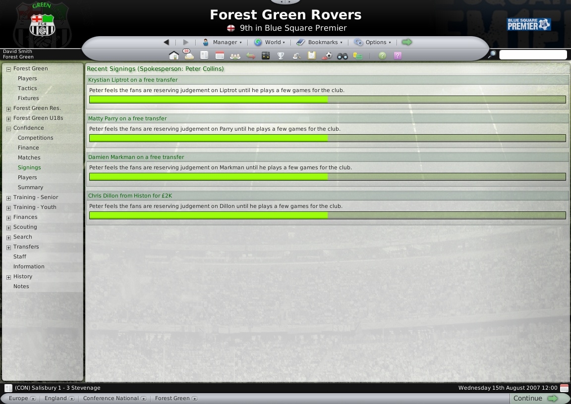 Скриншот из игры Football Manager 2008 под номером 16