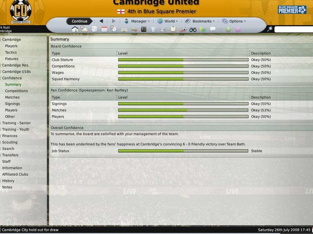 Скриншот из игры Football Manager 2009 под номером 5
